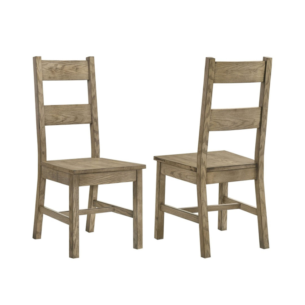 English Elm Set of 2 Solid Rubberwood Ladder Back Dining Chairs Farmhouse Oak Finish B016P446391
