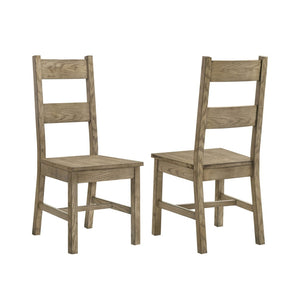 English Elm Set of 2 Solid Rubberwood Ladder Back Dining Chairs Farmhouse Oak Finish B016P446391