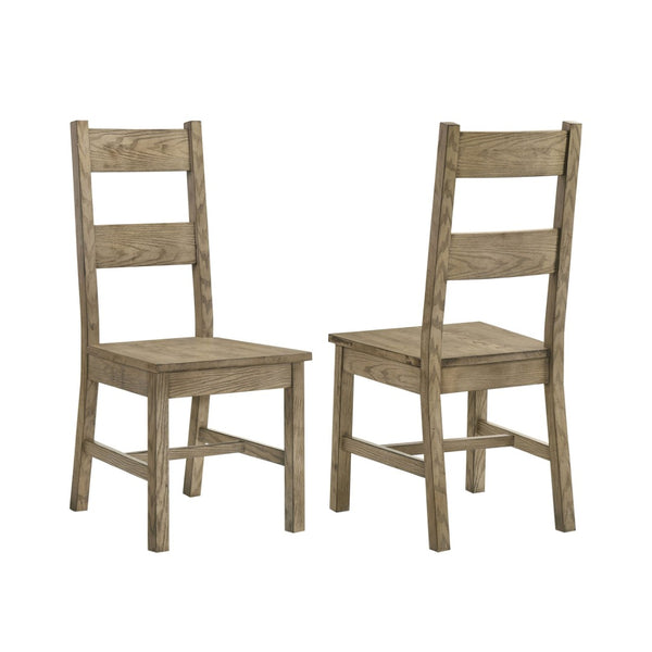 English Elm Set of 2 Solid Rubberwood Ladder Back Dining Chairs Farmhouse Oak Finish B016P446391