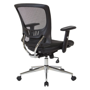 OSP Home Furnishings Mesh Back Ergonomic Office Chair with Lumbar Support Breathable Seat and Padded Arms Chrome EM98910C-3