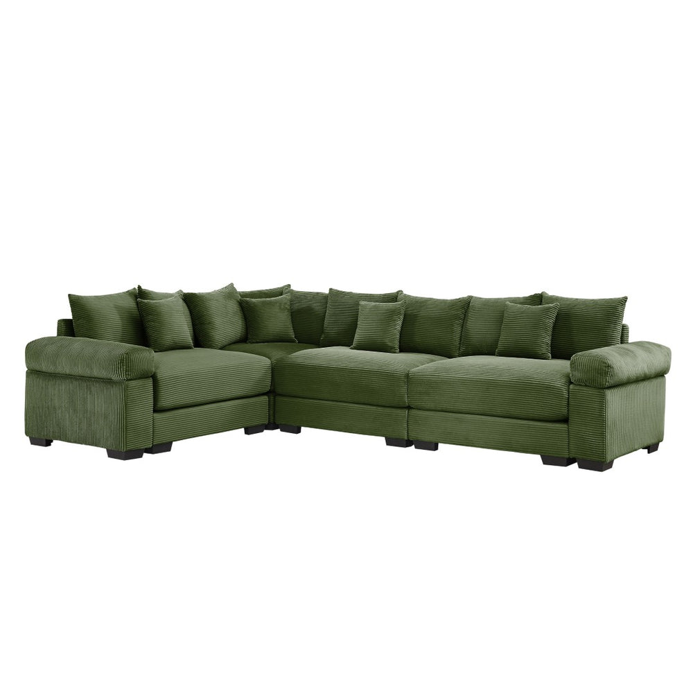 English Elm Oversized Modular Sectional Couch - Cloud-Like Comfort, Deep Seats, 13 Pillows, Ergonomic Design, Green W714S01340-GIGA