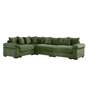 English Elm Oversized Modular Sectional Couch - Cloud-Like Comfort, Deep Seats, 13 Pillows, Ergonomic Design, Green W714S01340-GIGA