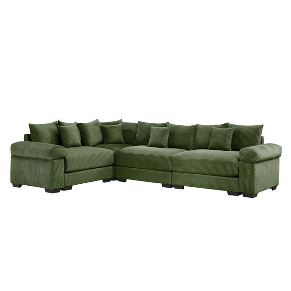 English Elm Oversized Modular Sectional Couch - Cloud-Like Comfort, Deep Seats, 13 Pillows, Ergonomic Design, Green W714S01340-GIGA