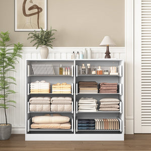 English Elm Modern Six Drawer Chest with Wavy Textured Fronts Sleek Matte Storage for Any Room White W409P307536