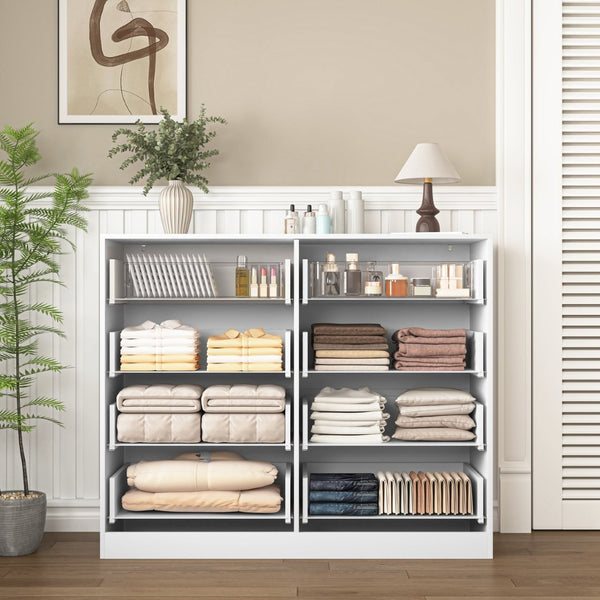 English Elm Modern Six Drawer Chest with Wavy Textured Fronts Sleek Matte Storage for Any Room White W409P307536