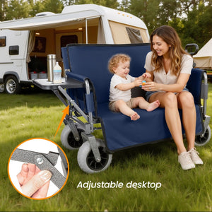 English Elm 3-in-1 Collapsible Wagon with Canopy Bench Tabletop and All-terrain Wheels for Camping Blue W2932P417651