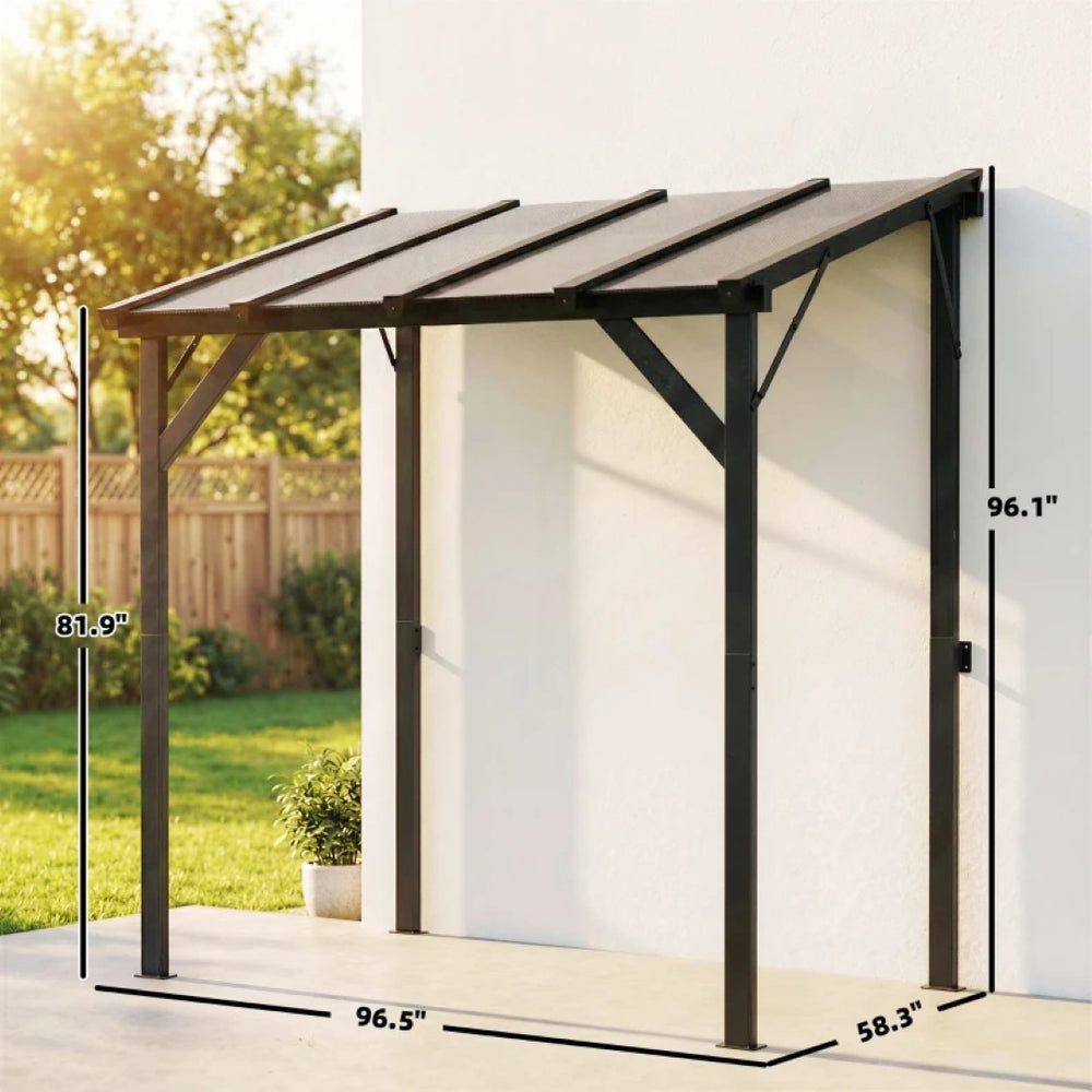 English Elm Outdoor Hardtop Lean to Grill Gazebo Polycarbonate Roof Patio Bbq Shelter T3971P466704