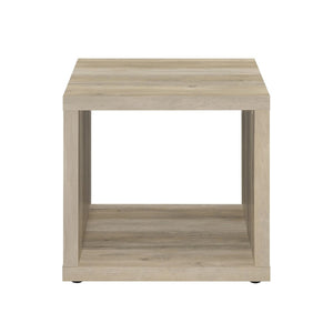 English Elm Square End Table In Distressed Pine - Rustic Engineered Wood Design With Open Storage Shelf For Cozy Living Spaces B016P380677-GIGA