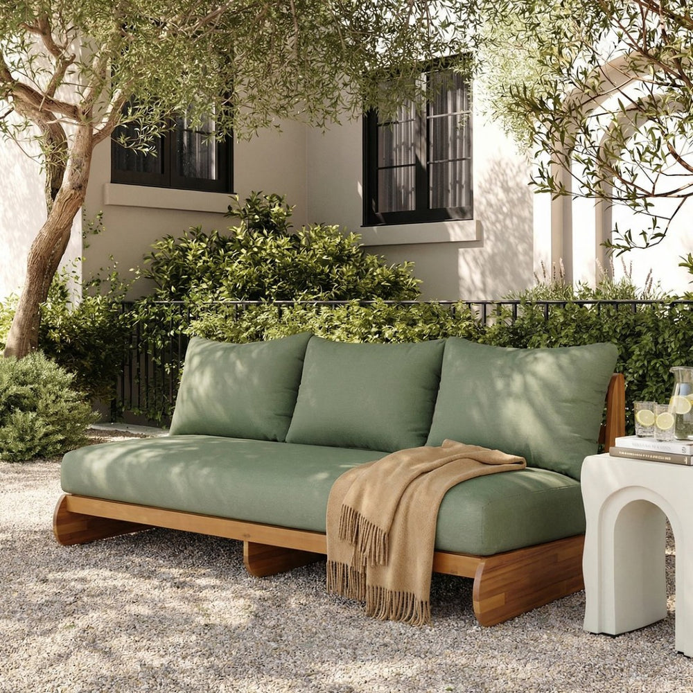English Elm Outdoor Acacia Wood Three Seat Sofa with Thick Foam Cushions for Patio Living N773P302635G