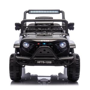 English Elm 12v Kids Electric Ride on Truck with Parental Remote Four Wheel Suspension and Led Lights Black W1578P187459