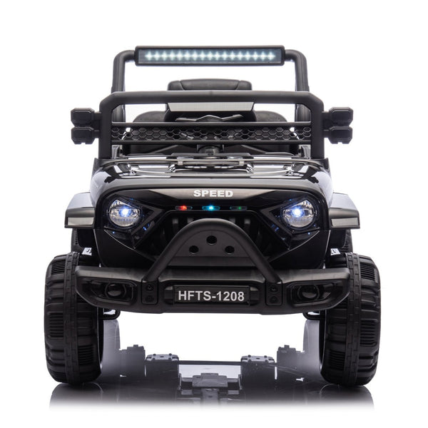 English Elm 12v Kids Electric Ride on Truck with Parental Remote Four Wheel Suspension and Led Lights Black W1578P187459
