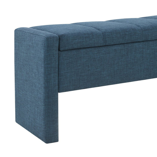 English Elm Modern Linen Upholstered Storage Bench Tufted Seat Organizer for Bedroom Entryway Navy Blue W2671P429583