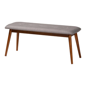 Baxton Studio Baxton Studio Flora II Mid-Century Modern Upholstered Dining Bench with Oak Finished Solid Frame Light Flora2-Light Grey/Medium Oak-Bench
