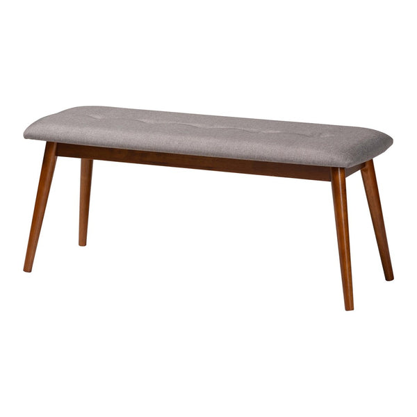 Baxton Studio Baxton Studio Flora II Mid-Century Modern Upholstered Dining Bench with Oak Finished Solid Frame Light Flora2-Light Grey/Medium Oak-Bench
