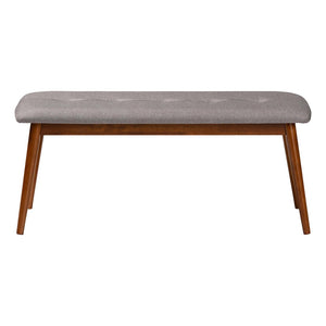 Baxton Studio Baxton Studio Flora II Mid-Century Modern Upholstered Dining Bench with Oak Finished Solid Frame Light Flora2-Light Grey/Medium Oak-Bench