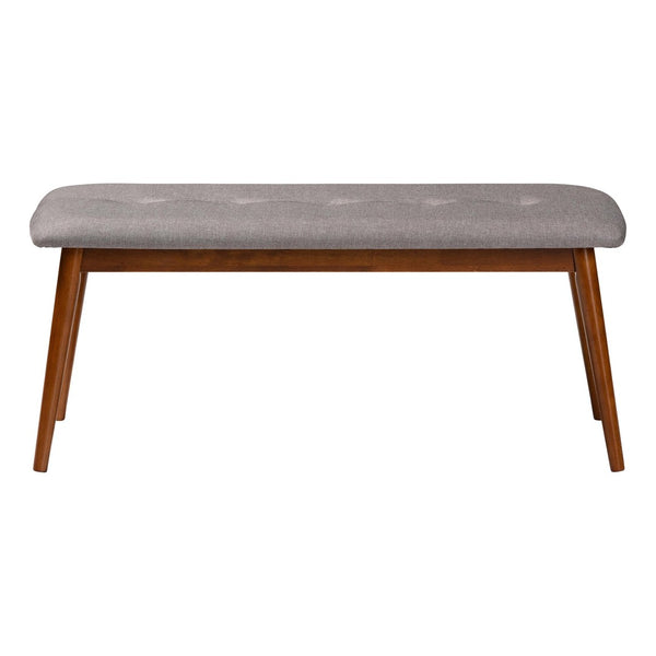 Baxton Studio Baxton Studio Flora II Mid-Century Modern Upholstered Dining Bench with Oak Finished Solid Frame Light Flora2-Light Grey/Medium Oak-Bench