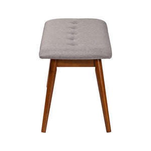 Baxton Studio Baxton Studio Flora II Mid-Century Modern Upholstered Dining Bench with Oak Finished Solid Frame Light Flora2-Light Grey/Medium Oak-Bench