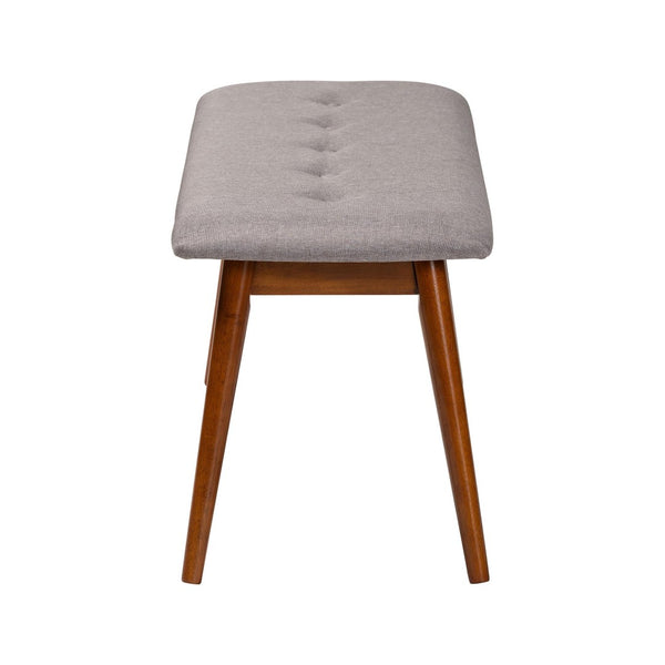 Baxton Studio Baxton Studio Flora II Mid-Century Modern Upholstered Dining Bench with Oak Finished Solid Frame Light Flora2-Light Grey/Medium Oak-Bench