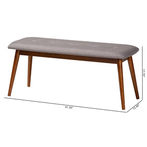 Baxton Studio Baxton Studio Flora II Mid-Century Modern Upholstered Dining Bench with Oak Finished Solid Frame Light Flora2-Light Grey/Medium Oak-Bench