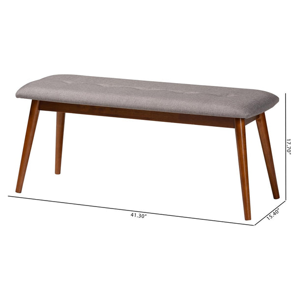 Baxton Studio Baxton Studio Flora II Mid-Century Modern Upholstered Dining Bench with Oak Finished Solid Frame Light Flora2-Light Grey/Medium Oak-Bench