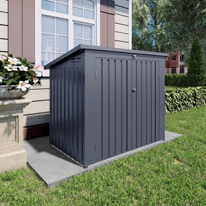 English Elm Outdoor Metal Trash Bin Enclosure for Two Cans Waterproof Powder-coated Yard Shed W3213P445772