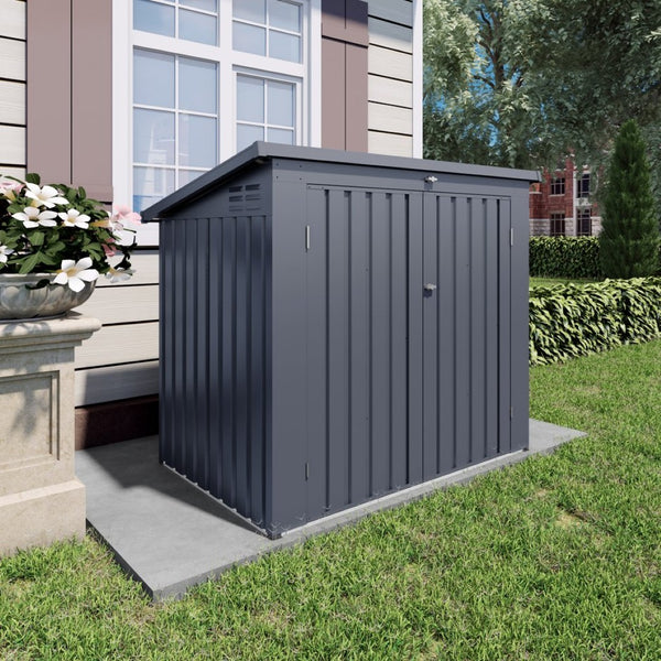 English Elm Outdoor Metal Trash Bin Enclosure for Two Cans Waterproof Powder-coated Yard Shed W3213P445772