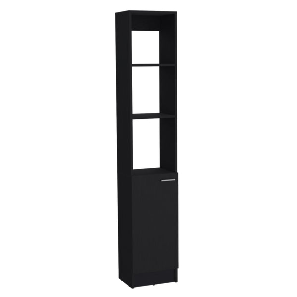 English Elm Linen tall storage cabinet with single door and 6 adjustable shelves, sleek handle and modern finish Black 46 L x 18.8 W x 5.11 H B097P199754