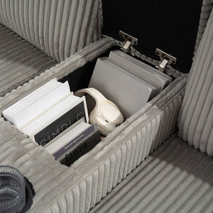 English Elm Convertible Sectional Sofa With Storage Ottoman, Usb Ports & Cupholders For Modern Living Rooms W3098S00033