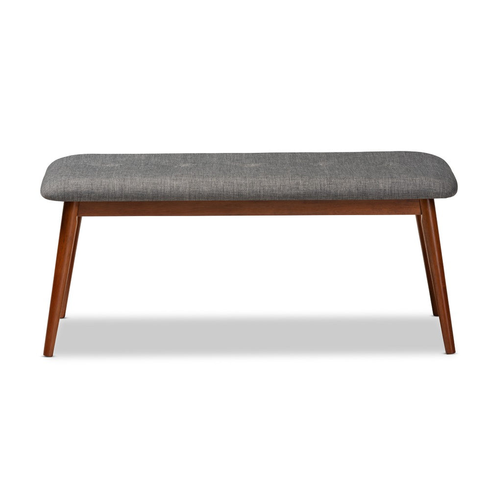 Baxton Studio Baxton Studio Flora II Mid-Century Modern Upholstered Dining Bench with Oak Finished Solid Frame Dark Flora2-Grey/Medium Oak-Bench