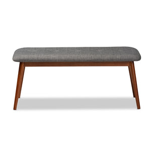 Baxton Studio Baxton Studio Flora II Mid-Century Modern Upholstered Dining Bench with Oak Finished Solid Frame Dark Flora2-Grey/Medium Oak-Bench