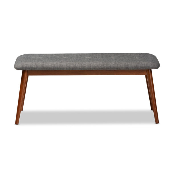 Baxton Studio Baxton Studio Flora II Mid-Century Modern Upholstered Dining Bench with Oak Finished Solid Frame Dark Flora2-Grey/Medium Oak-Bench