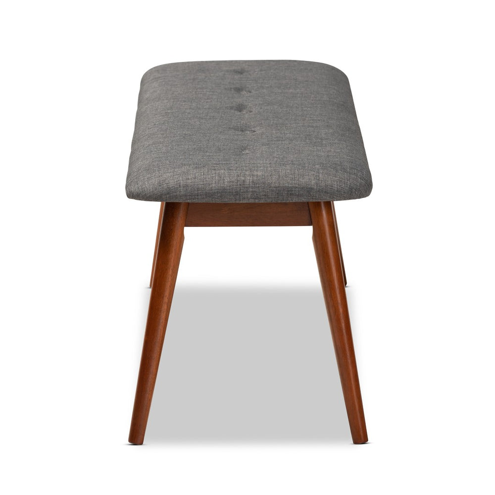 Baxton Studio Baxton Studio Flora II Mid-Century Modern Upholstered Dining Bench with Oak Finished Solid Frame Dark Flora2-Grey/Medium Oak-Bench