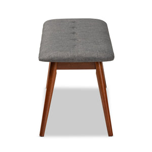 Baxton Studio Baxton Studio Flora II Mid-Century Modern Upholstered Dining Bench with Oak Finished Solid Frame Dark Flora2-Grey/Medium Oak-Bench