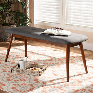 Baxton Studio Baxton Studio Flora II Mid-Century Modern Upholstered Dining Bench with Oak Finished Solid Frame Dark Flora2-Grey/Medium Oak-Bench