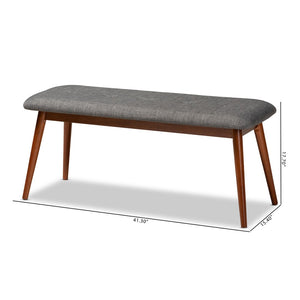 Baxton Studio Baxton Studio Flora II Mid-Century Modern Upholstered Dining Bench with Oak Finished Solid Frame Dark Flora2-Grey/Medium Oak-Bench