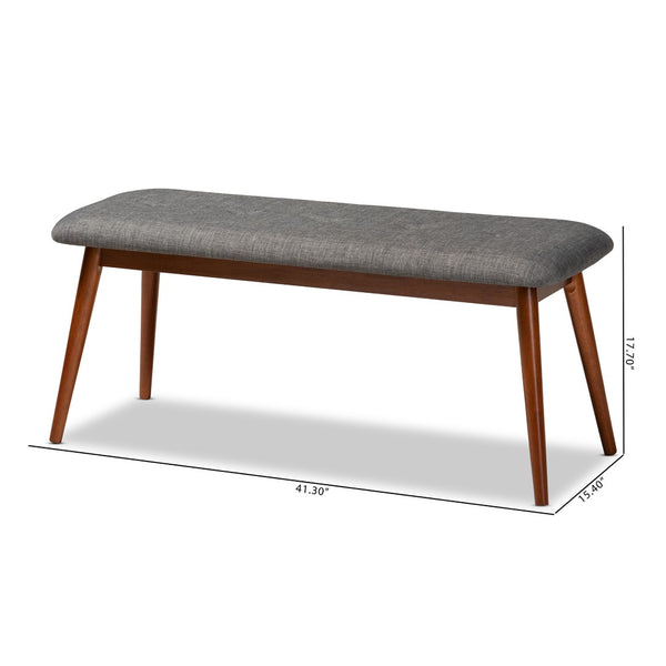 Baxton Studio Baxton Studio Flora II Mid-Century Modern Upholstered Dining Bench with Oak Finished Solid Frame Dark Flora2-Grey/Medium Oak-Bench