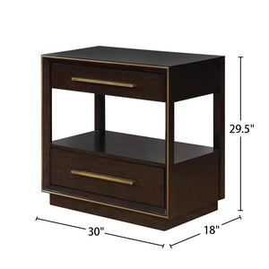 English Elm 2 Chic Two-Drawer Nightstand with Sparkling Acrylic Panels and Faceted Crystal Hardware for Glam Bedrooms Dark Brown B016P255632