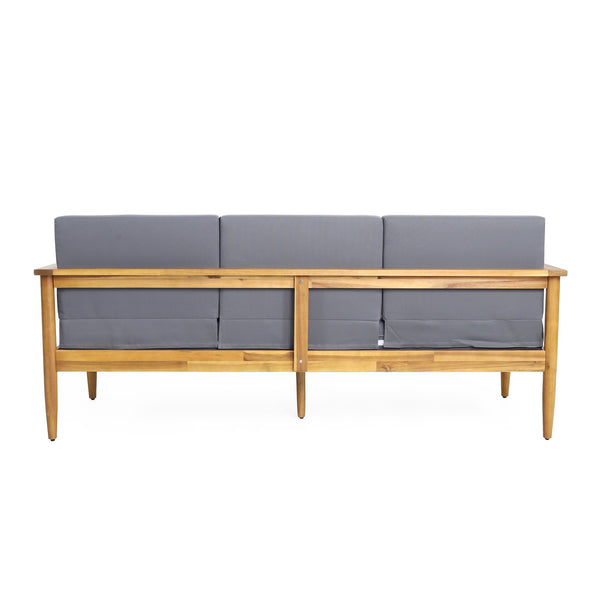 English Elm Christopher Knight Home® - GAVIN Dark Grey 3-Seater Sofa - Acacia Wood Frame, Water-Resistant Cushions, Slat Design, 76.5" 67310.00DGRY