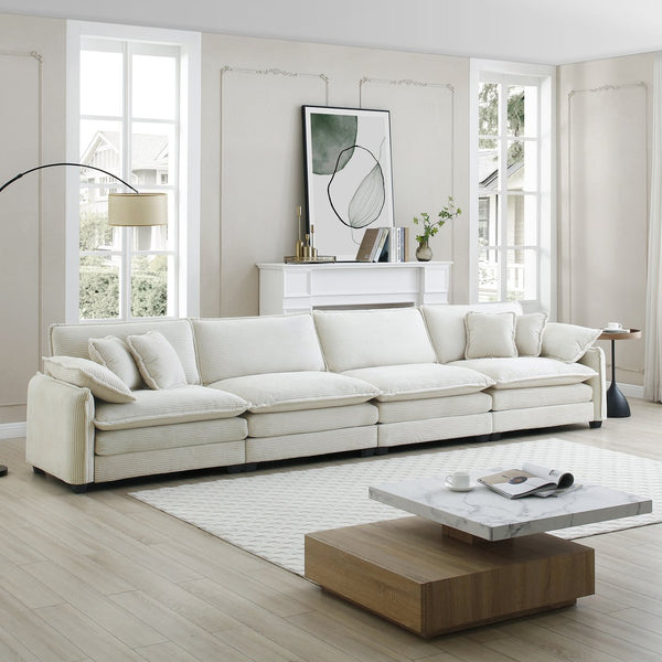 English Elm Corduroy Sofa - Stylish 4-Seater Upholstered Comfort For Modern Living Rooms And Offices, Easy Assembly! W714S00693