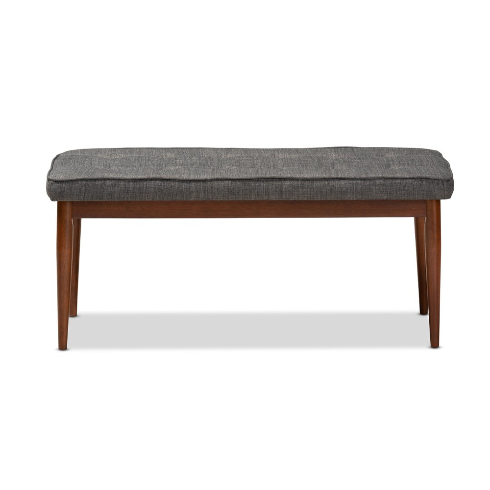 Baxton Studio Baxton Itami Mid-Century Modern Dark Grey Upholstered Bench with Medium Oak Finish & Tapered Legs Itami-Grey/Medium Oak-Bench