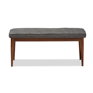 Baxton Studio Baxton Itami Mid-Century Modern Dark Grey Upholstered Bench with Medium Oak Finish & Tapered Legs Itami-Grey/Medium Oak-Bench
