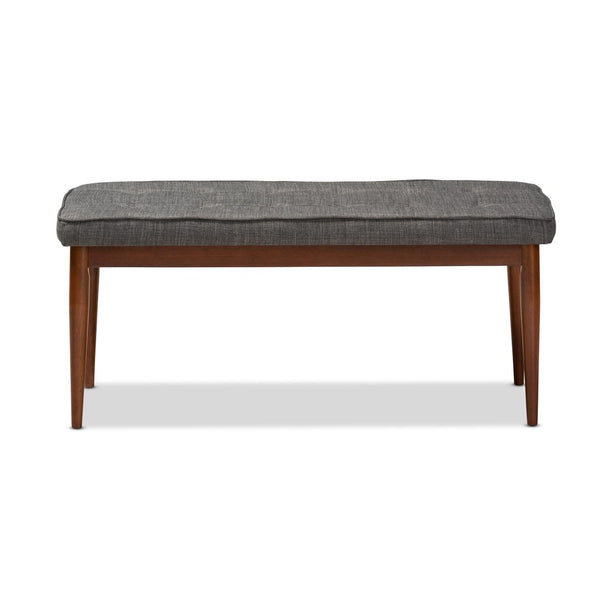 Baxton Studio Baxton Itami Mid-Century Modern Dark Grey Upholstered Bench with Medium Oak Finish & Tapered Legs Itami-Grey/Medium Oak-Bench