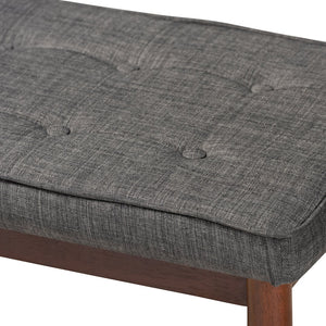 Baxton Studio Baxton Itami Mid-Century Modern Dark Grey Upholstered Bench with Medium Oak Finish & Tapered Legs Itami-Grey/Medium Oak-Bench
