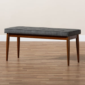 Baxton Studio Baxton Itami Mid-Century Modern Dark Grey Upholstered Bench with Medium Oak Finish & Tapered Legs Itami-Grey/Medium Oak-Bench