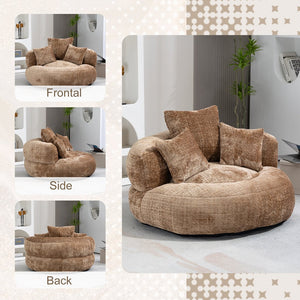 English Elm Lazy Sofa Oversized Ergonomic Bean Bag Lounger with High Wrap Back, Plush Chenille Foam Comfort for Living Room, Bedroom, Office Coffee W395P252063