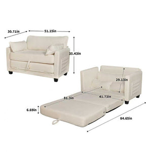English Elm 2-in-1 Corduroy Loveseat Sleeper with Storage Converts for Living Room or Studio Beige W2715P409857