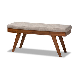 Baxton Studio Baxton Studio Alona Mid-Century Modern Upholstered Wood Dining Bench for Stylish Seating Solutions Light Alona-Medium Oak/Light Grey-Bench
