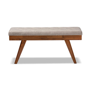 Baxton Studio Baxton Studio Alona Mid-Century Modern Upholstered Wood Dining Bench for Stylish Seating Solutions Light Alona-Medium Oak/Light Grey-Bench