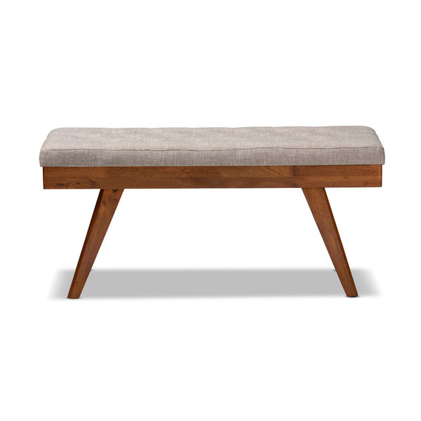 Baxton Studio Baxton Studio Alona Mid-Century Modern Upholstered Wood Dining Bench for Stylish Seating Solutions Light Alona-Medium Oak/Light Grey-Bench