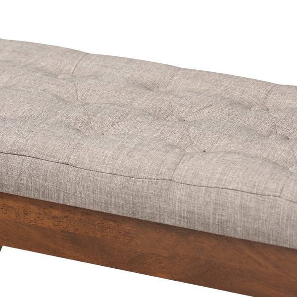 Baxton Studio Baxton Studio Alona Mid-Century Modern Upholstered Wood Dining Bench for Stylish Seating Solutions Light Alona-Medium Oak/Light Grey-Bench